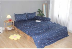 Bộ drap gối KHA LY - 100% cotton thiên nhiên Cáo Xanh