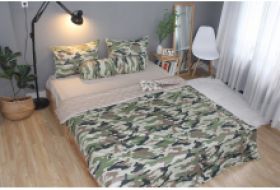 Bộ drap gối KHA LY - 100% cotton thiên nhiên Rằn ri XámPhối màu trơn