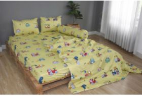 Bộ drap gối KHA LY - 100% cotton thiên nhiên Cần Cẩu Vàng