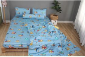 Bộ drap gối KHA LY - 100% cotton thiên nhiên Cần Cẩu Xanh