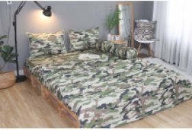 Bộ drap gối KHA LY - 100% cotton thiên nhiên Rằn Ri Xám