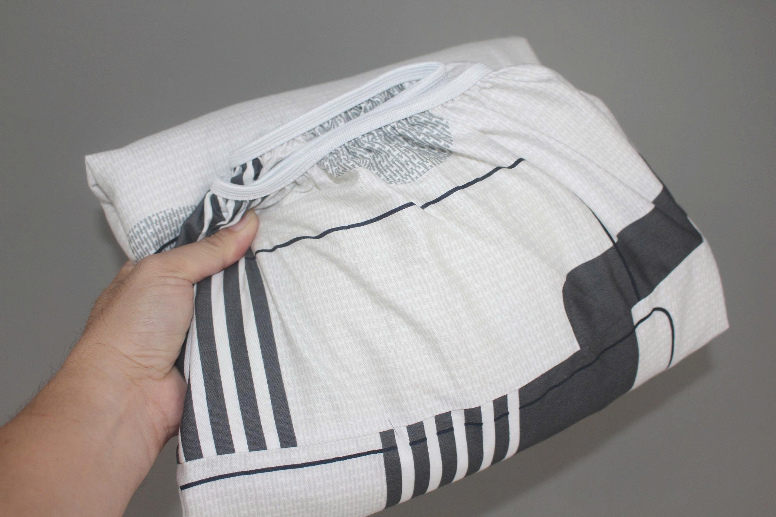 Bộ drap gối KHA LY - 100% cotton thiên nhiên Lập Thể Trắng-Vàng