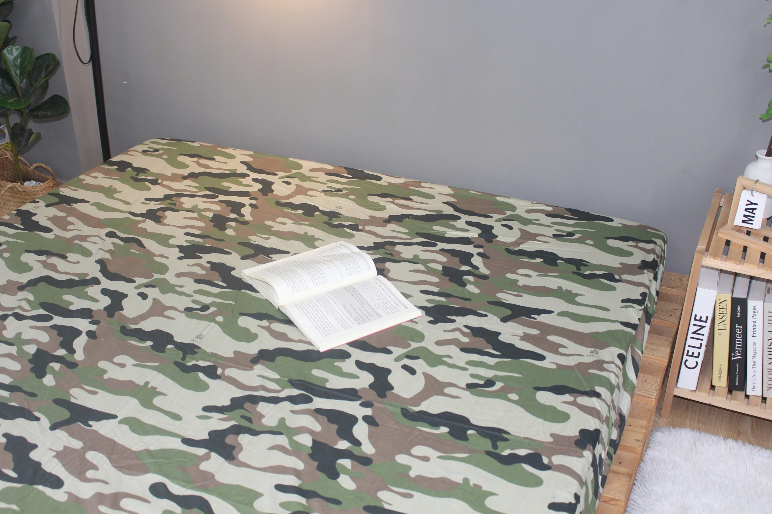 Bộ drap gối KHA LY - 100% cotton thiên nhiên Rằn Ri Xám